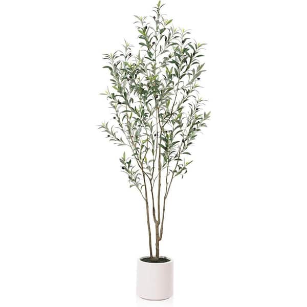 Unbranded 7 ft. Artificial Olive Tree in White Planter