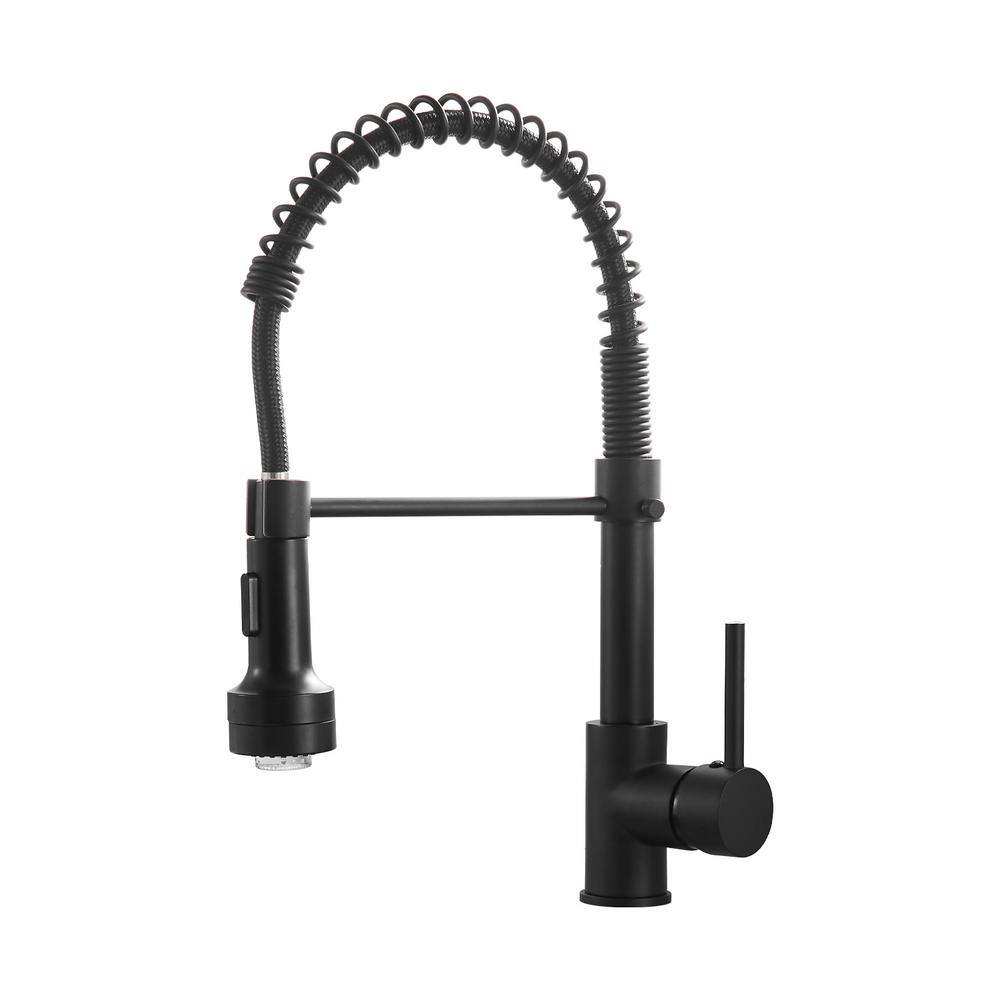 Single Handle Pull Down Sprayer Kitchen Faucet with Spot Resistant in Stainless Steel in Matte Black price history on PriceWatchPro