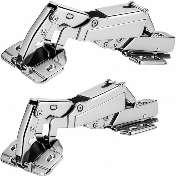 2-Pack Nickel Full Overlay Cabinet Hinge, Soft Close Alloy Steel Hinge for Frameless Cabinets with Easy Installation