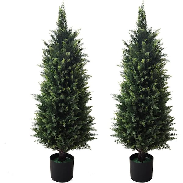 Unbranded 3 ft. Artificial Cedar Topiary Trees for Outdoor Front Porch Decor(2 Pack)