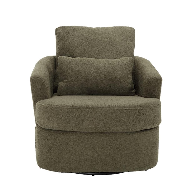 JUJABU Green Teddy Swivel Barrel Chair Accent Sofa Chair for Living Room