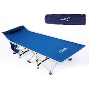 Camping Cots, Camping Cots with Mattress, for Adults, Folding Cot, with Pillow, Carry Bag (1-P Blue)