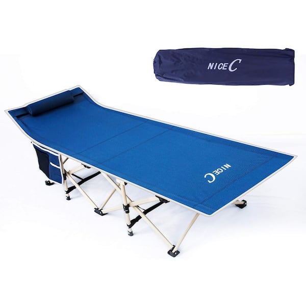 NICE C Camping Cots, Camping Cots with Mattress, for Adults, Folding Cot, with Pillow, Carry Bag (1-P Blue)
