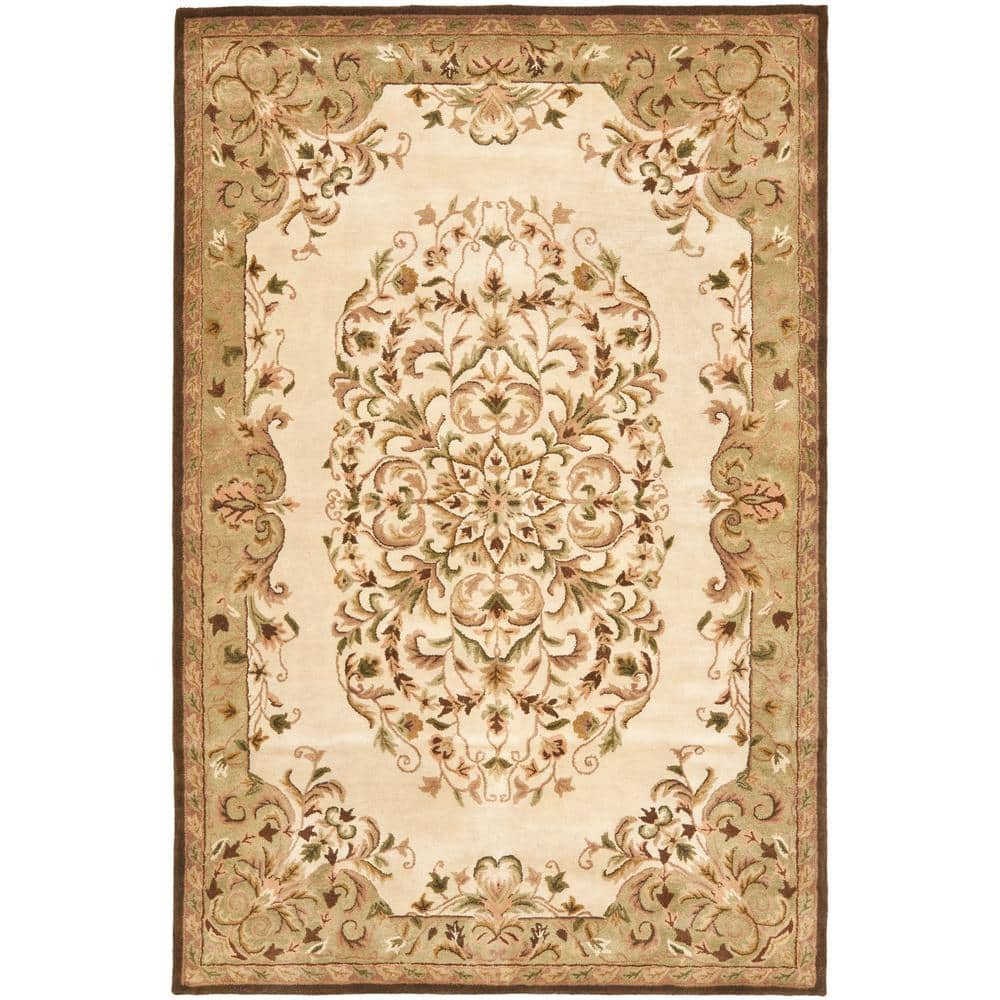 Heritage Hand-Tufted Beige/Green Pure Wool 6' x 9' Area Rug