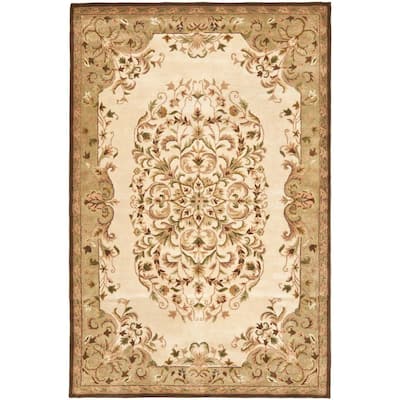 SAFAVIEH Heritage Beige/Green 8 ft. x 10 ft. Border Area Rug HG640A-8 ...