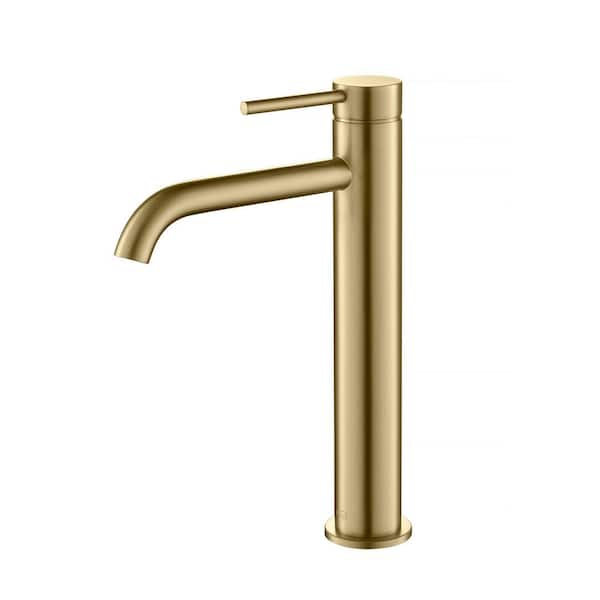 KIBI Circular Single Handle Bathroom Vessel Sink Faucet in Brushed Gold