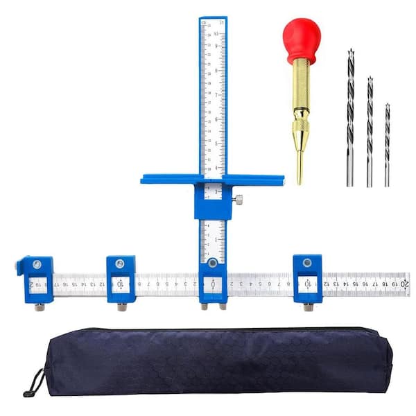 Unbranded 16.97 in. Stainless Steel ABS Cabinet Hardware Jig Set with Hole Punch and Drill Bits for Drawer Door (1-Pack)