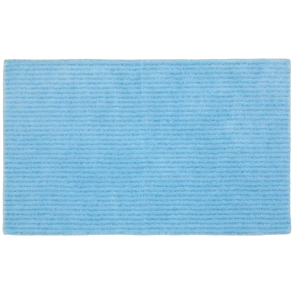 Garland Rug Sheridan Basin Blue 30 in. x 50 in. Stripe Nylon Bath Mat