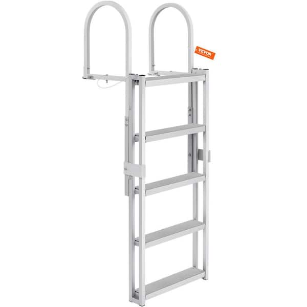 5-Step Retractable Dock Ladder 350 lbs. Pontoon Boat Ladder w/66.9 to 78.9 in. Adjustable Height for Above Ground Pool