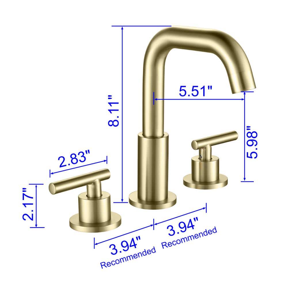 Brushed Gold Solid Brass Widespread Bathroom Faucet