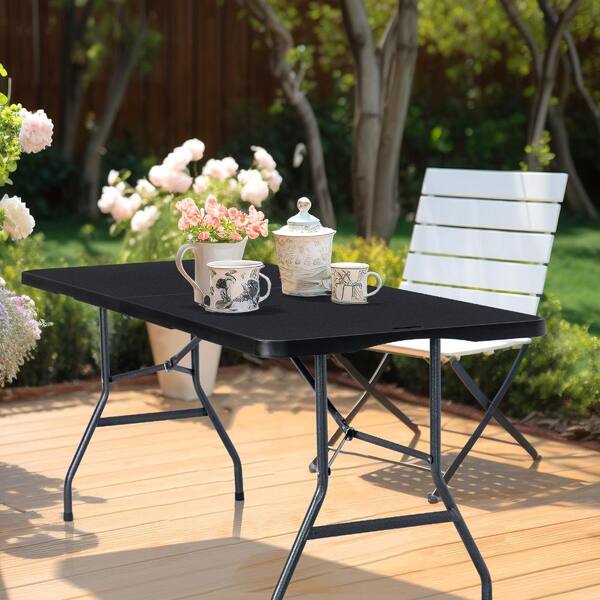 70.8 in Folding Table Portable Heavy Duty Utility Table Black 1