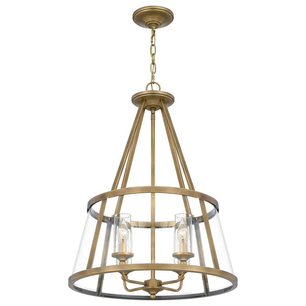 Barlow 4-Light Weathered Brass and Clear Glass Pendant