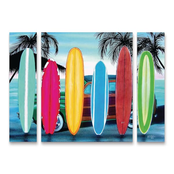 Trademark Fine Art Patrick Sullivan Woody and Surfboards 3-Piece Panel Set Unframed Photography Wall Art 24 in. x 32 in.