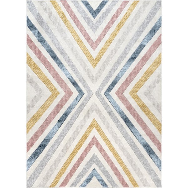 nuLOOM Neveah Contemporary Chevron Beige 6 ft. 7 in. x 9 ft. Indoor Area Rug