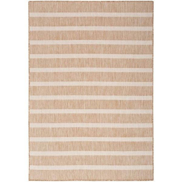Positano Beige Ivory 5 ft. x 7 ft. Stripes Contemporary Area Rug