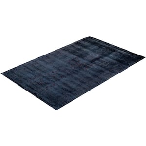 Blue 4 ft. 9 in. x 7 ft. 7 in. Fine Vibrance One-of-a-Kind Hand-Knotted Area Rug