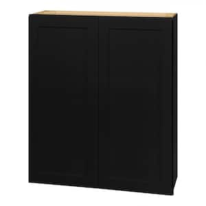 Avondale 36 in. W x 12 in. D x 42 in. H Ready to Assemble Plywood Shaker Wall Kitchen Cabinet in Raven Black