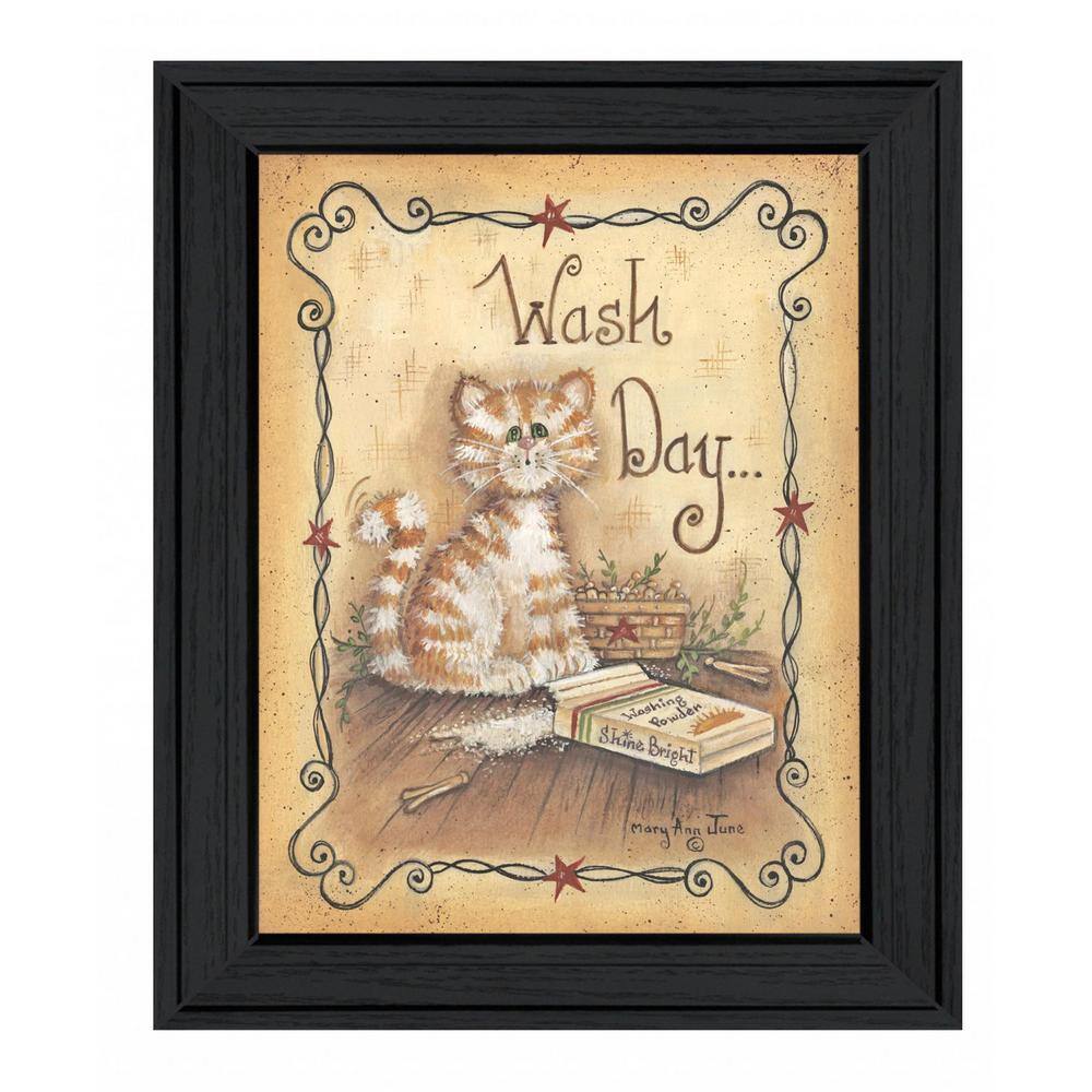 Wash Day Kitty Cat by Unknown 1 Piece Framed Graphic Print Typography Art Print 12 in. x 10 in. . price history on PriceWatchPro