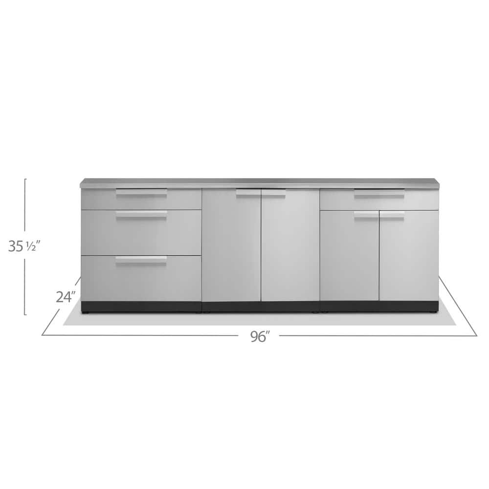 Stainless Steel Modular Outdoor Kitchen Cabinet Set, 96" Wide