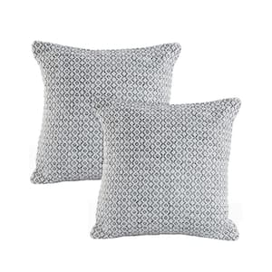 Dia Gray/White Geometric 100% Cotton 18 in. x 18 in. Throw Pillow (Set of 2)