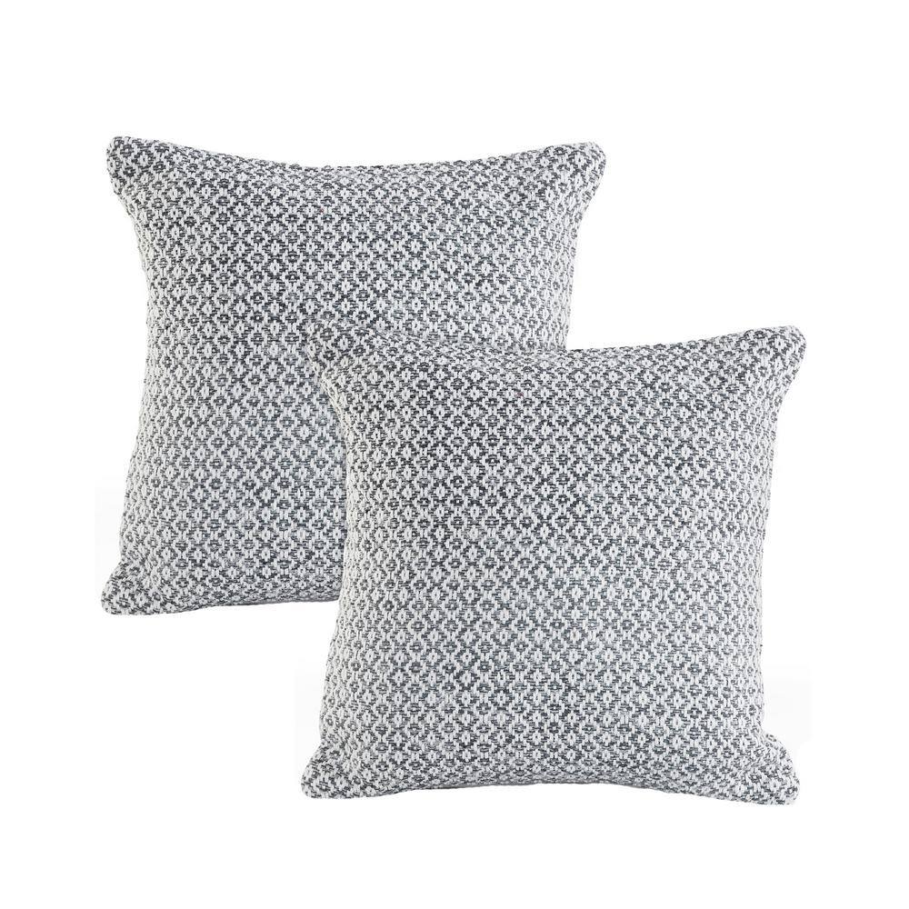 Dia Gray/White Geometric 100% Cotton 18 in. x 18 in. Indoor  Throw Pillow (