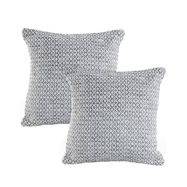 Unbranded Dia Gray/White Geometric 100% Cotton 18 in. x 18 in. Indoor  Throw Pillow (Set of 2)