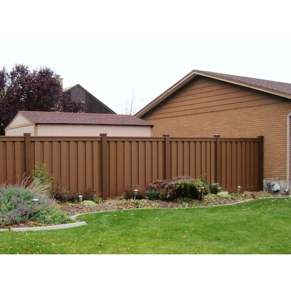 Seclusions 5 in. x 5 in. x 8 ft. Saddle Brown Wood-Plastic Composite Fence Post with Crown Post Cap