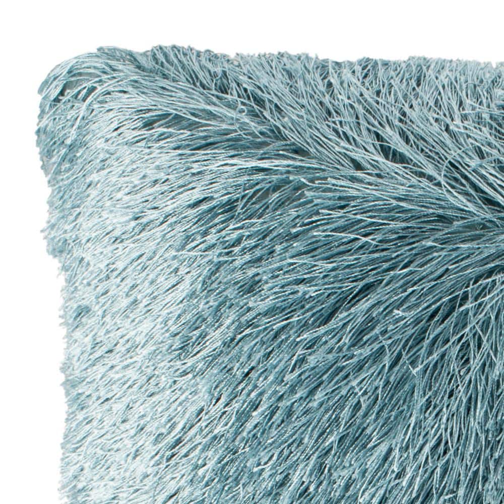 Blue 20" Square Shag Outdoor Accent Pillow