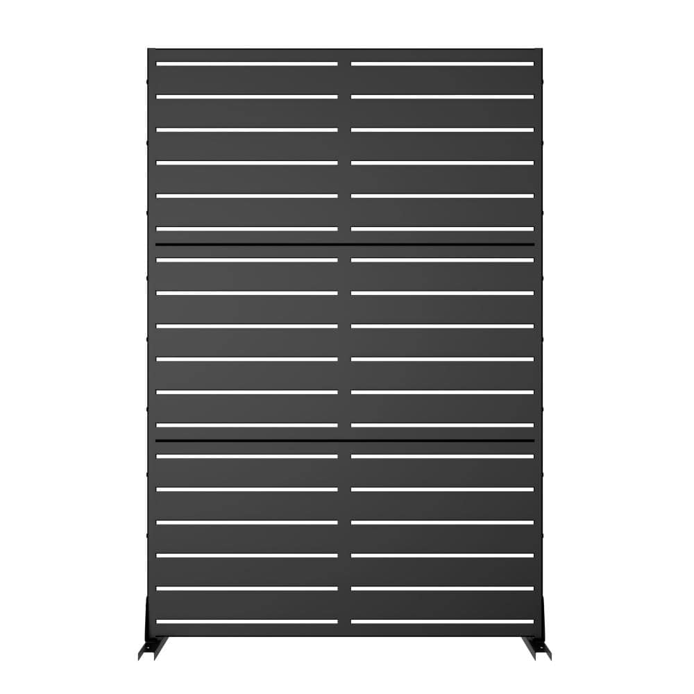 47 in. W x 71 in. H Black Galvanized Metal No Dig Freestanding Indoor Outdoor Decorative Privacy Fence (1-Pack) price history on PriceWatchPro