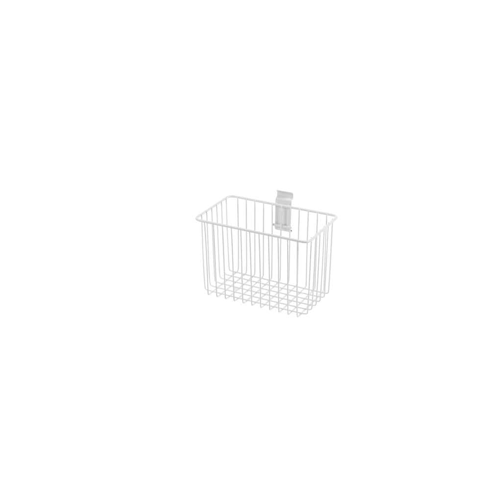WallTech 8 in. x 10 in. White Steel Small Deep Wire Basket Bracket for