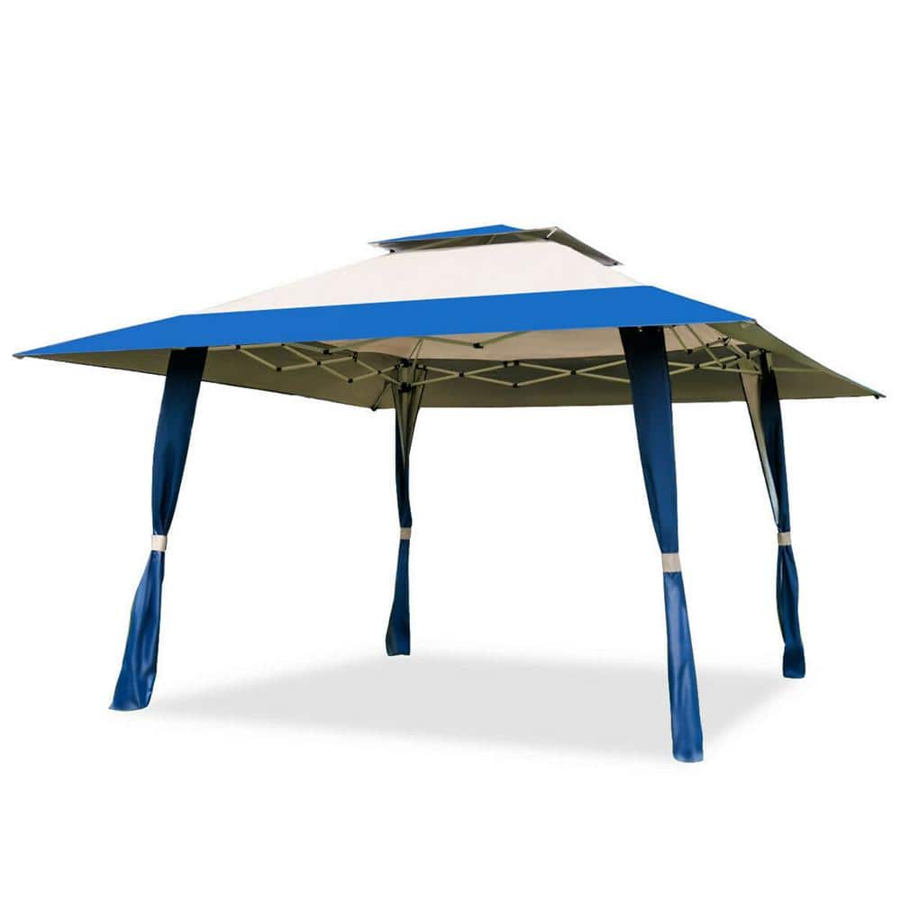 13 ft. x 13 ft. Blue Outdoor Folding Gazebo Canopy Shelter Awning Tent Pati