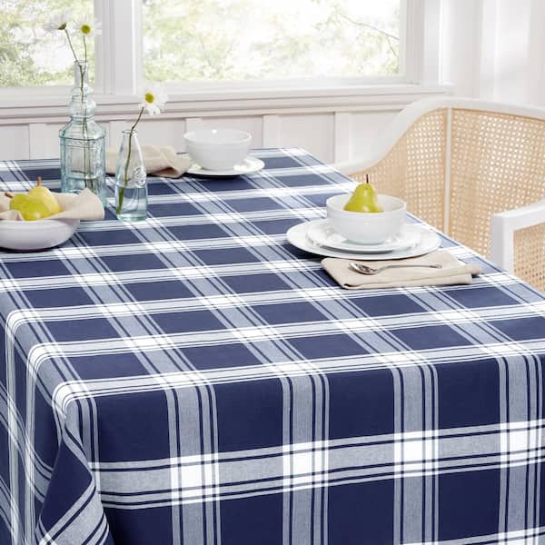 90 x 90 Inch Square Polyester Tablecloth Gingham Checkered Royal Blue -  Your Chair Covers Inc.