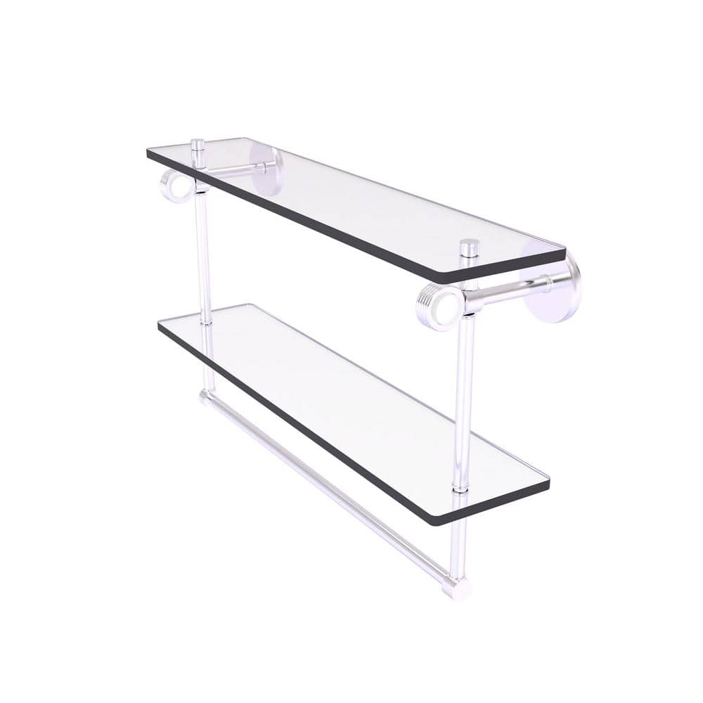 Clearview Collection 22 Inch Double Glass Shelf with Towel Bar and Groovy Accents in Satin Chrome price history on PriceWatchPro