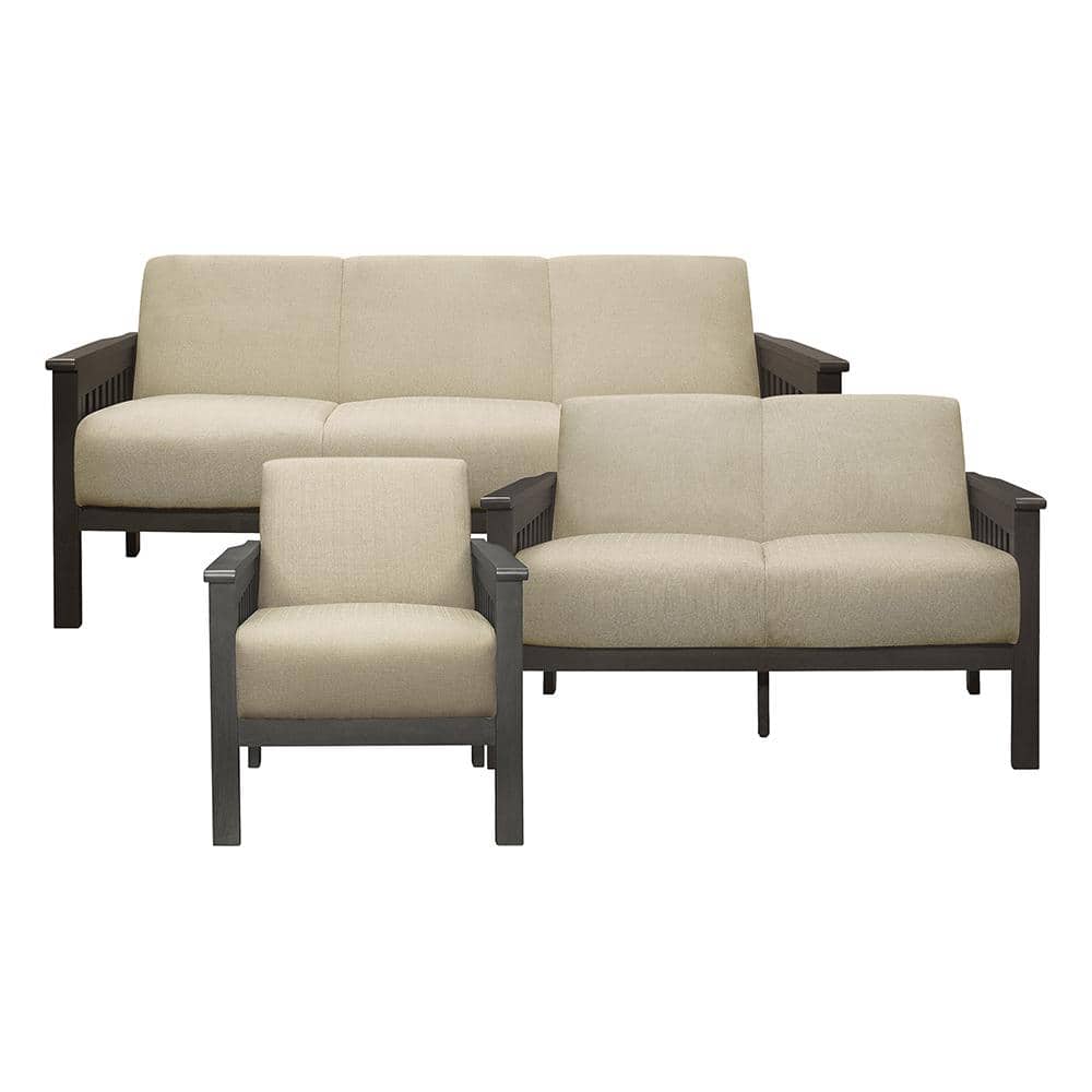 Copley 71.5 in. W. Straight Arm Textured Fabric Rectangle 3-Piece Living Ro