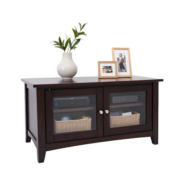 Alaterre Furniture Shaker Cottage 36 in. Espresso Particle Board TV Stand Fits TVs Up to 55 in. with Adjustable Shelves