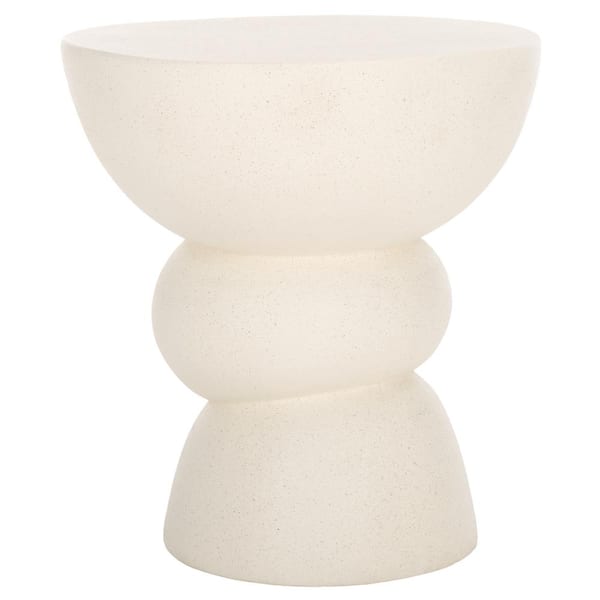 SAFAVIEH Erwin 18.11 in. White Round Concrete End Table