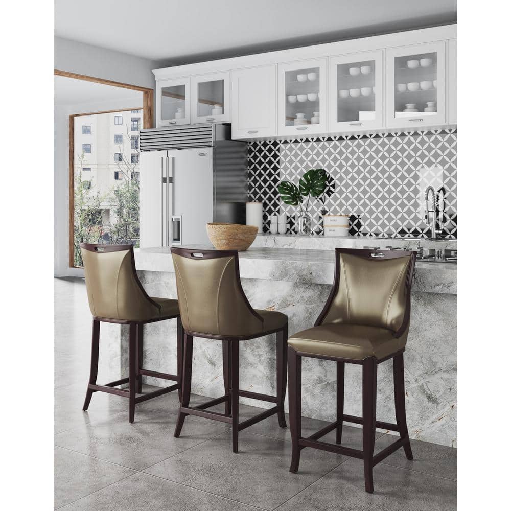 Emperor 41" Bronze and Walnut Adjustable Leather Barstool