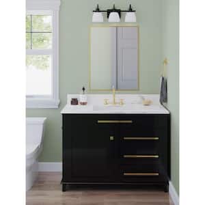 Preston 22 in. 3-Light Matte Black Vanity Light with Etched Opal Glass Shades