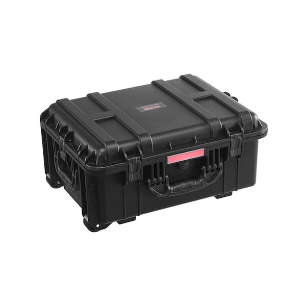Weatherproof Hard Case, 22.56 in. Black Backpack with Heavy Duty Protective Dry Box Case with Pre-Cut Foam, Wheels