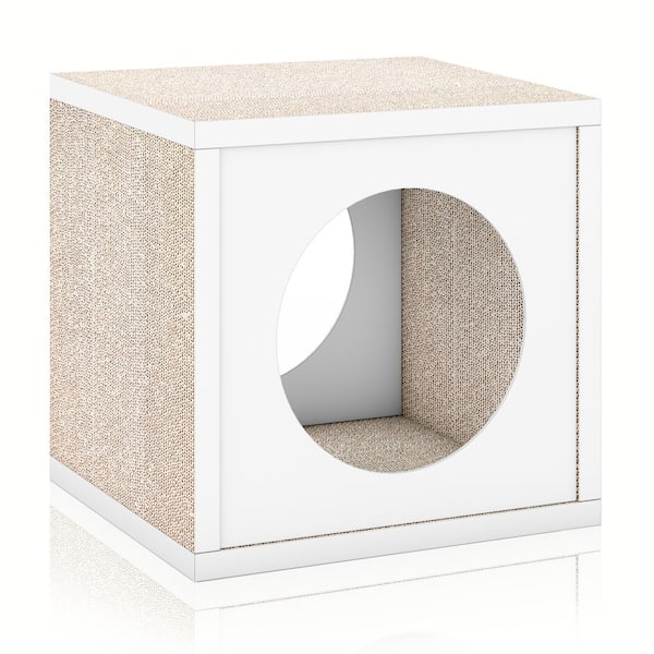 Way Basics Katsquare White Eco zBoard Paperboard Cat Cube Scratching Post