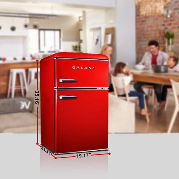 Galanz 20 in. 3.1 cu. ft. Retro Top Freezer Refrigerator, Hot Rod