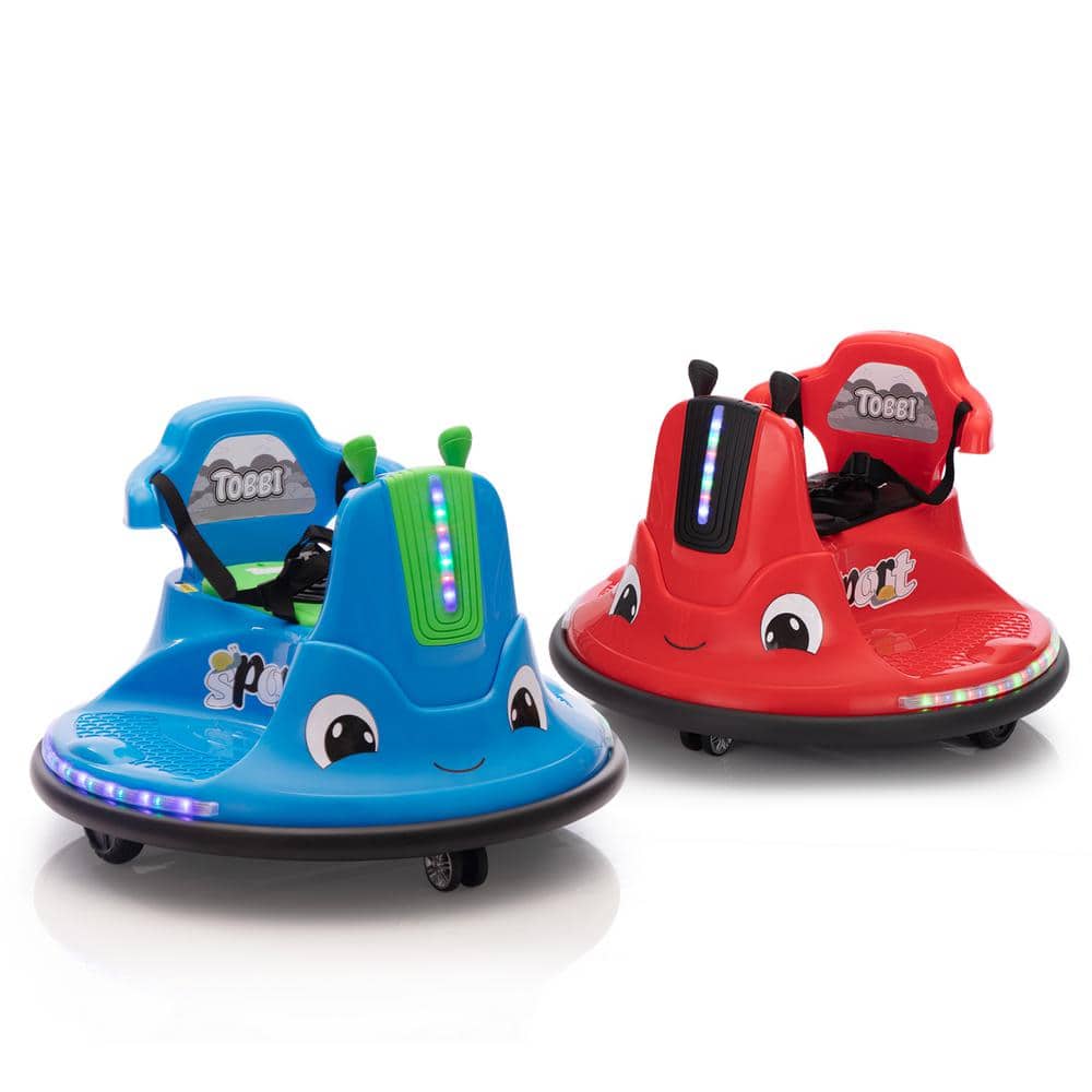 TOBBI 12-Volt Kids Bumper Car Electric Ride on Vehicle with Remote Control and Music, Red Plus Blue (2-Pack) -  HB88T2578-T01