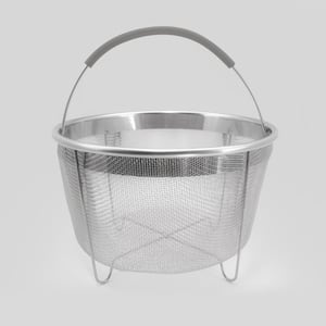 8 1/4 in. 3.75 qt. Stainless Steel Strainer Basket Grey