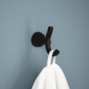 Faryn J-Hook Double Robe/Towel Hook Bath Hardware Accessory in Matte Black