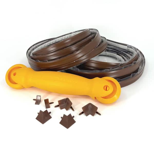 1/2 in. x 20 ft. Dark Brown, PVC Self-Adhesive Flexible Caulk Trim Molding Applicator Tool and Corners