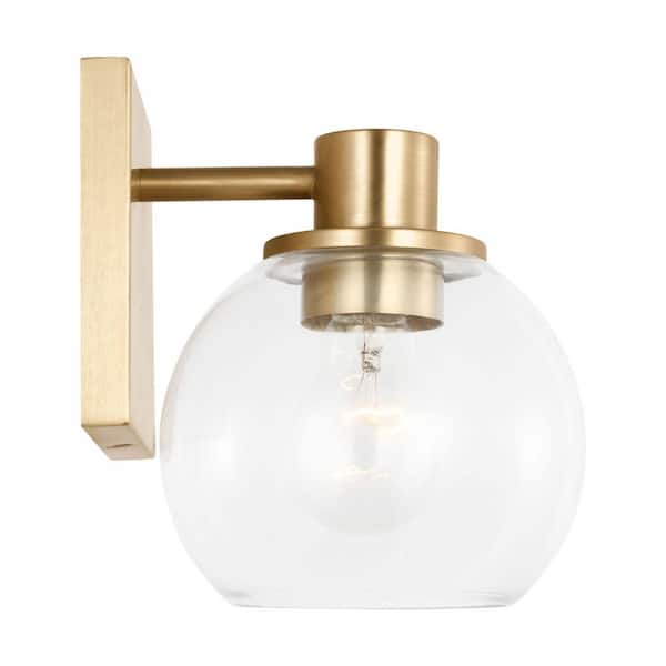 Generation Lighting - Rito 6 in. W x 7.125 in. H 1-Light Satin Brass Dimmable Wall Sconce with No Bulb Included