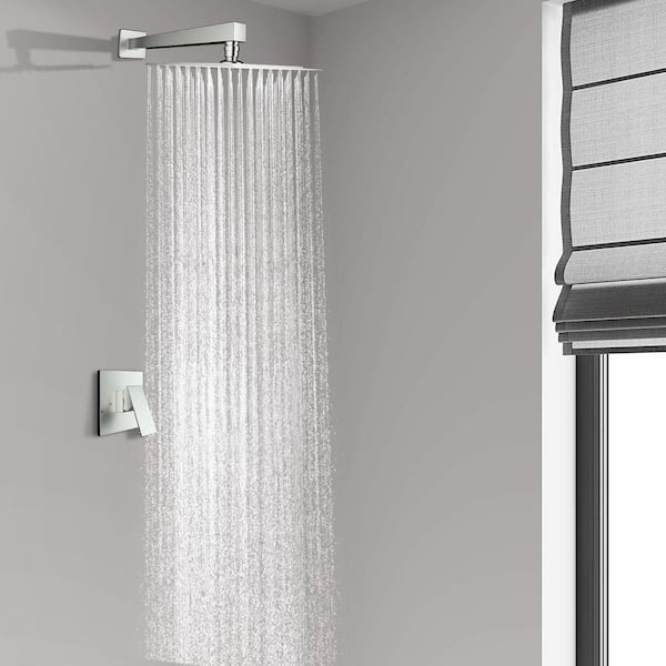 Single-Handle 1-Spray Rain Pressure Balanced Wall Mounted Shower Faucet in Brushed Nickel (Valve Included)