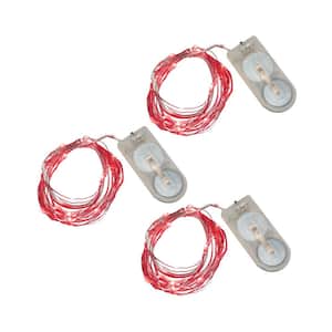 Red Battery Operated Waterproof Mini String Lights (3-Count)