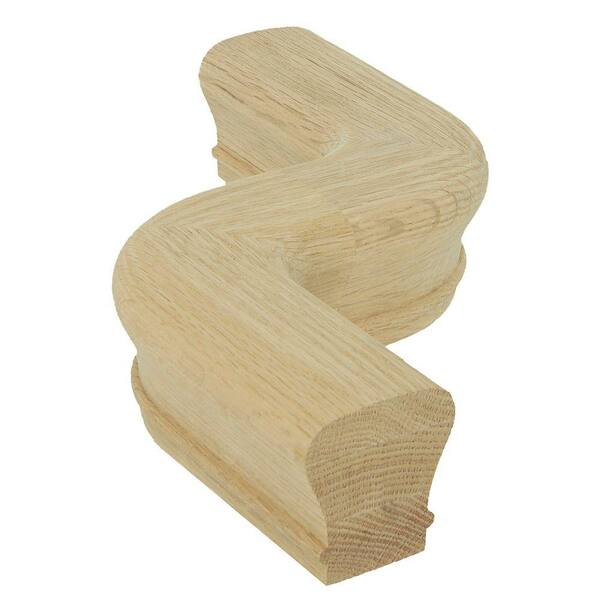 Stair Parts 7047 Unfinished Wood Red Oak Left-Hand S Fitting with 6 in. Centerline