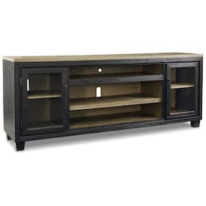 83 in. Black and Brown Wood TV Stand Fits TVs up to 85 Inch in. with 2 Door
